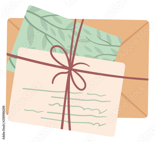 Fotografie Vintage paper mail. Craft envelopes and cards tied with rope