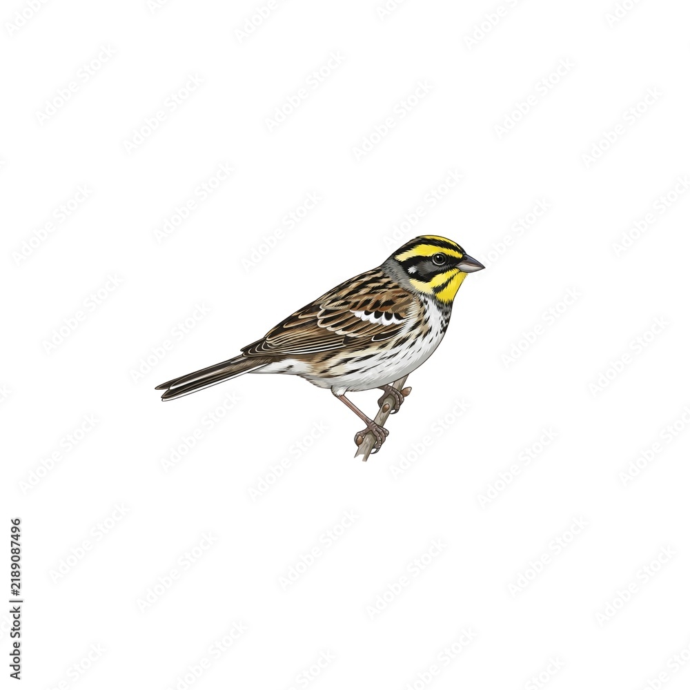 Fototapeta premium Yellow-throated Bunting Illustration