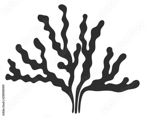Underwater algae black silhouette. Seaweed plant icon