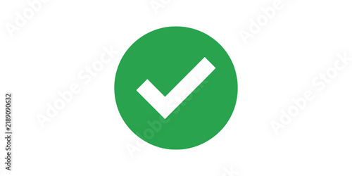 Fotografie Green circle with check mark representing approval and completion