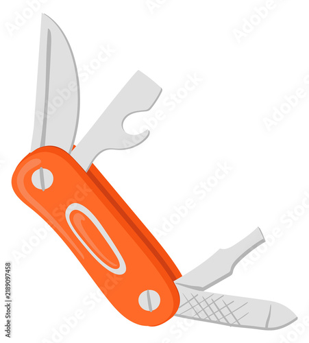 Foto Swiss army knife cartoon icon. Pocket equipment