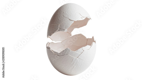 Canvastavla Cracked white eggshell halves with rough texture, isolated on transparent backgr