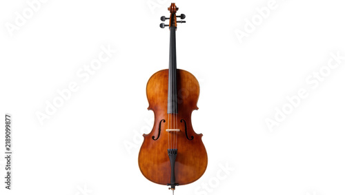 Bild auf Leinwand Orchestral cello with wooden body and strings, isolated on transparent backgroun