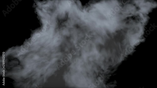 Smoke cloud rises and expands against a pure black background, creating a dramatic fog texture for compositing.
