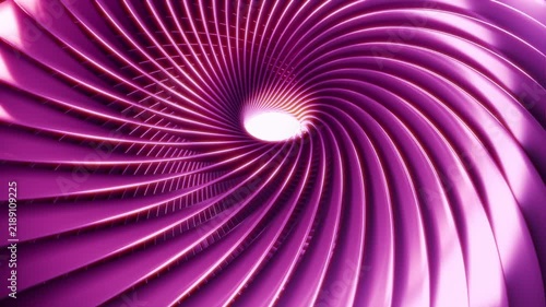 Rotating Purple Spiral Tunnel Abstract 3D Background with Futuristic Glossy Wave Motion