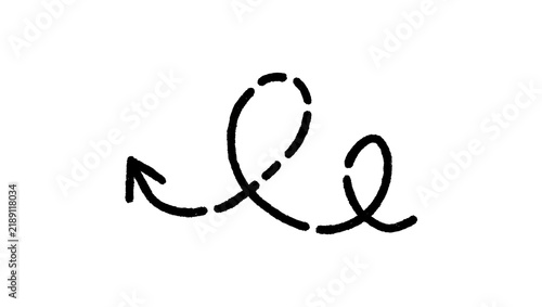 Fotografía Hand drawn black arrow curve with dashed line segments, isolated on transparent