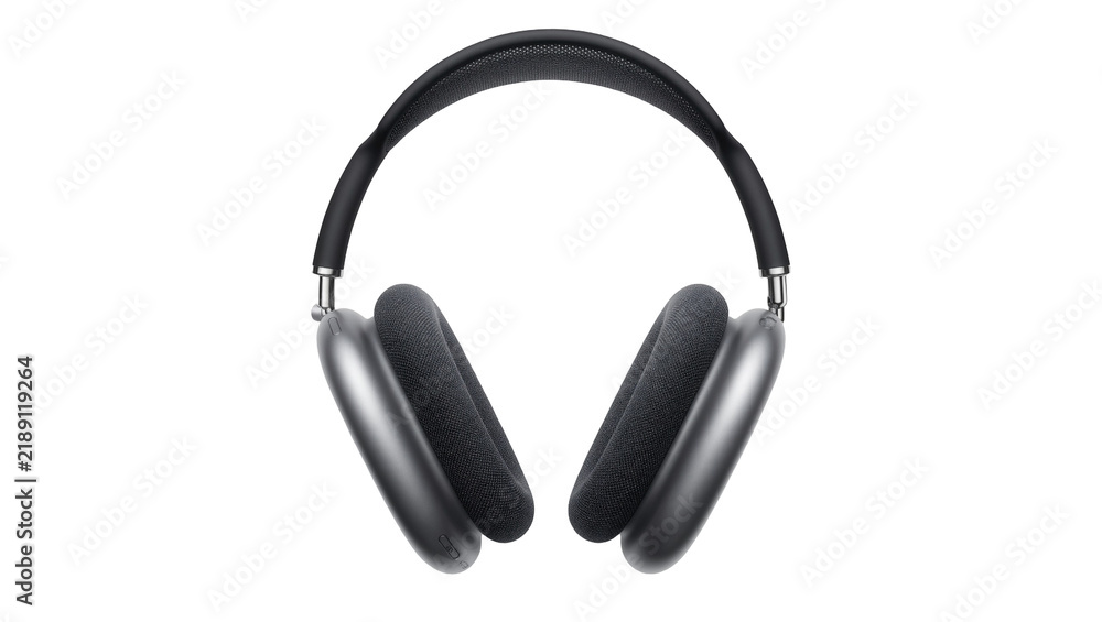 Obraz premium Premium over-ear headphones with charcoal fabric earcups, isolated on transparent background