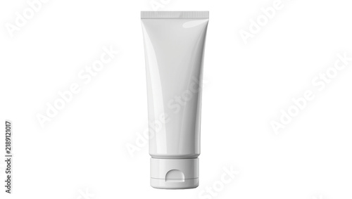 Quadro su tela Blank white cosmetic tube with flip-top cap, isolated on transparent background