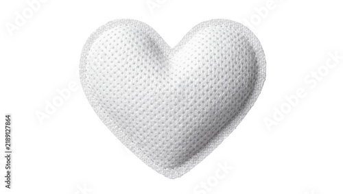 Картината върху платно Soft white textured heart-shaped pillow, isolated on transparent background