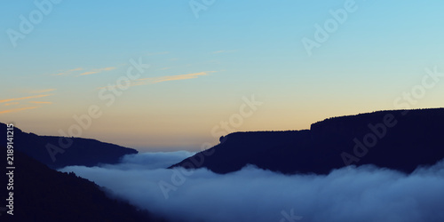 Obraz na płótnie Elbe Sandstones - Czech Republic-Panorama Valley inverse fogs in the canyon of t