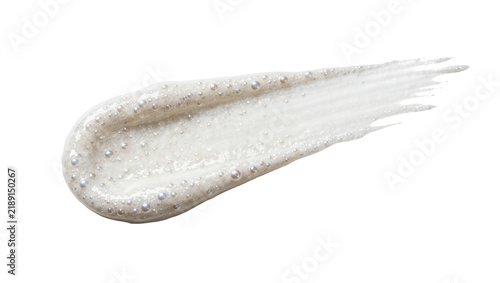 Картината върху платно White pearlescent scrub smear with tiny beads, isolated on transparent backgroun