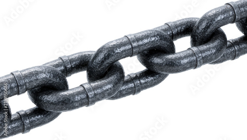 Heavy dark metal chain links textured surface, isolated on transparent background