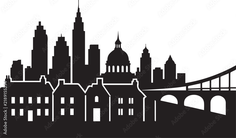 Fototapeta premium Architectural Silhouettes Black and White Vector Collection
