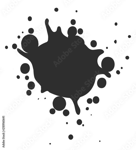 Foto Ink splash with black drop stain. Artistic element