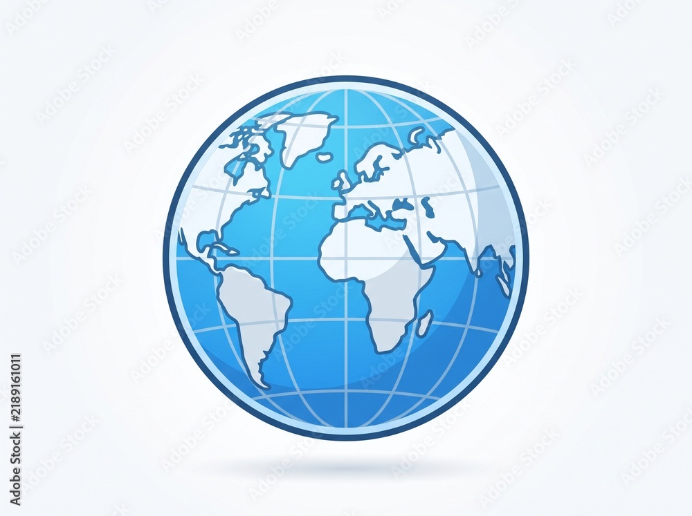 Fototapeta premium blue globe earth map vector illustration isolated on white background
