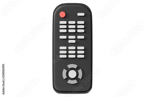 3d remote control icon. television control concept. minimal cartoon tv remote with keypad and navigation pad for home entertainment. isolated on white transparent background. 3d render.