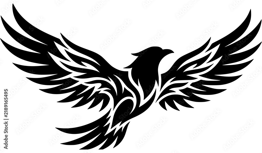 Obraz premium Dynamic Tribal Bird Flying Emblem Vector Illustration