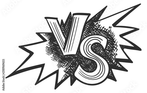 Versus sketch. Conflict battle logo. Sport fight