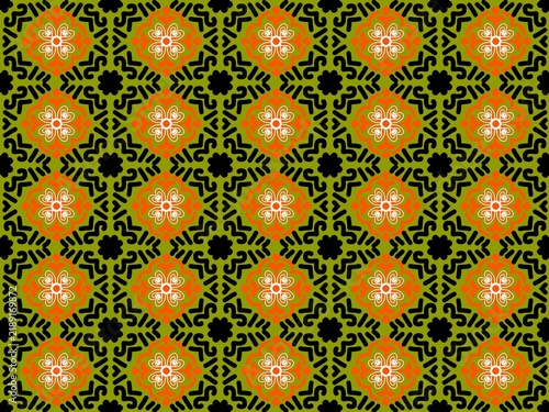 Vibrant Seamless Ethnic Indonesian Batik Pattern with Ornate Floral Motifs