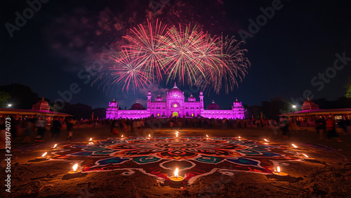 Grand diwali celebration with vibrant fireworks