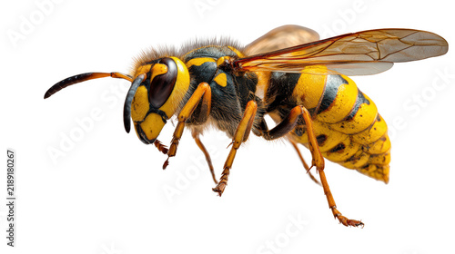 Yellow wasp side profile isolated on white background