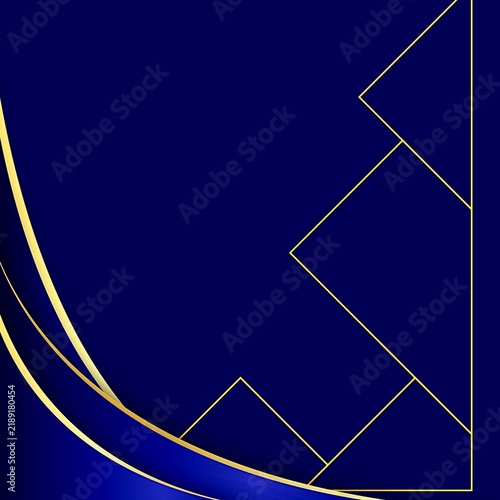 Abstract Navy Blue Background with Fine Golden Curved Lines and Subtle Geometric Outlines, Elegant Minimal Luxury Design