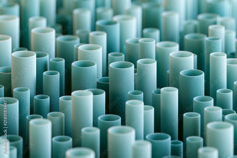 Obraz premium 3D Render of Teal Cylinders in Modern Abstract Design