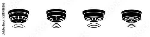 Silhouette fire alarm smoke detector icon for home safety, emergency protection, and security vector design.
