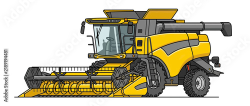 Foto Yellow Agricultural Combine Harvester Machine Illustration