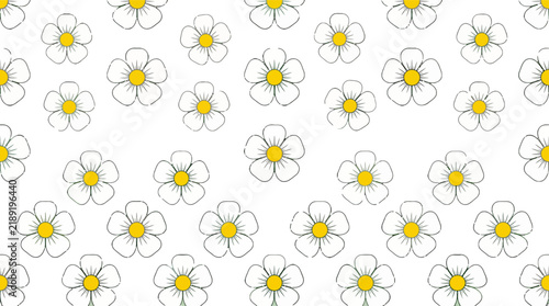 Seamless Repeating Pattern With Simple Hand Drawn White Flower Icons On A Clean White Background Vector Illustration