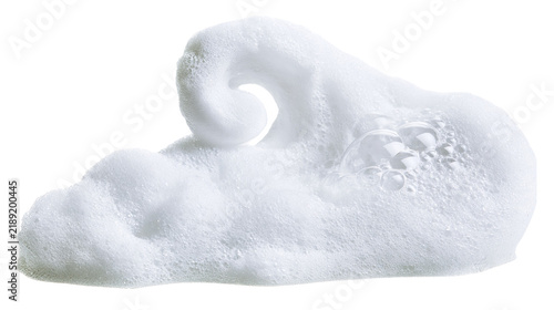 Cuadro en lienzo White fluffy soap foam with bubbles, isolated on transparent background