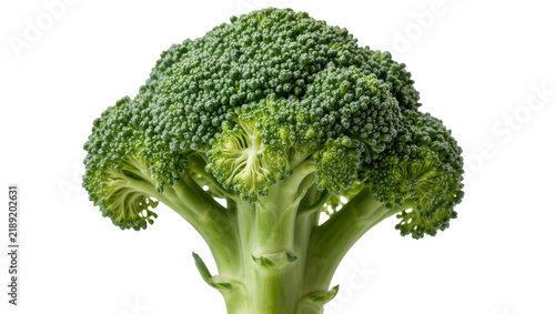Fresh green broccoli florets and stalk, isolated on transparent background