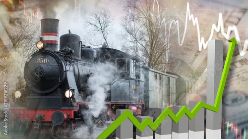 Cuadro en lienzo Railway transportation industry, infrastructure investment in USD, logistics expansion, and the industrial transit sector are developing strongly