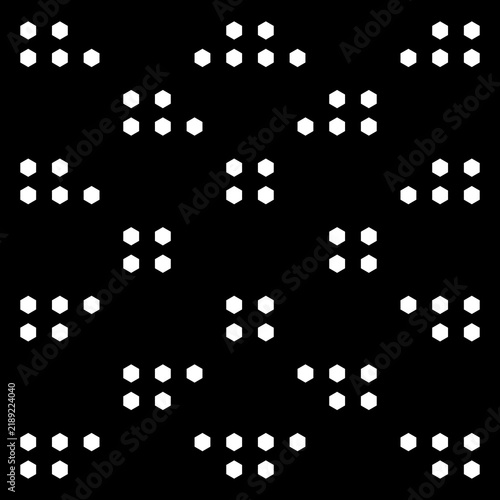 Black Five Dot Square Pixel Line Transparent Seamless Pattern Vector Geometric Background