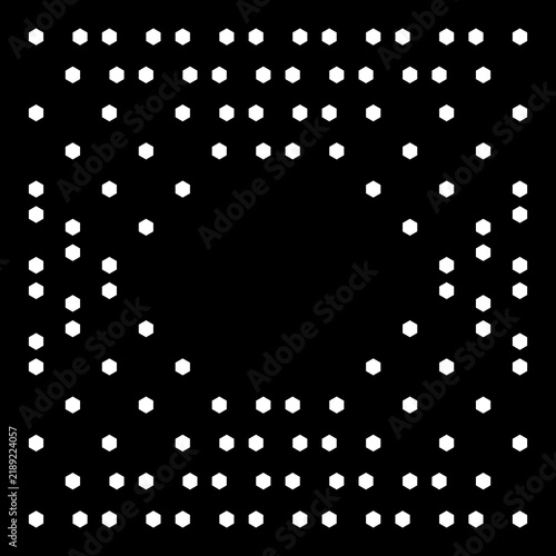 Black Concentric Circle Dot Pixel Line Transparent Seamless Pattern Vector Geometric Background