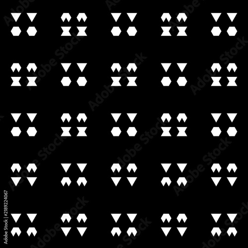Black Double Dot Loop Pixel Line Transparent Seamless Pattern Vector Geometric Background