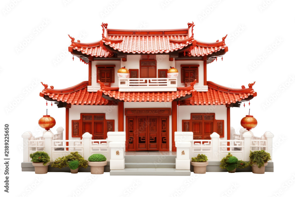 Obraz premium PNG Chinese new year house exterior architecture building shrine.