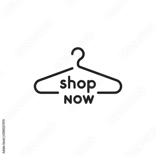 shop now icon like thin line clothes hanger