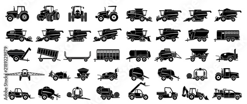 Foto Collection of Agricultural Farm Machinery Icons