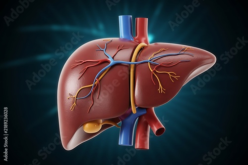 Human Anatomy Liver Organ Vascular System Blood Vessels Illustration