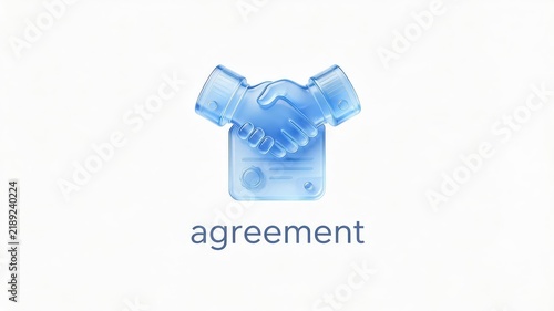 Translucent Blue 3D Agreement Icon Isolated on White Background
