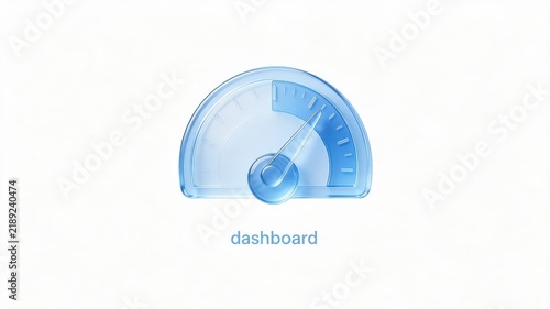 Translucent Blue 3D Dashboard Icon Isolated on White Background