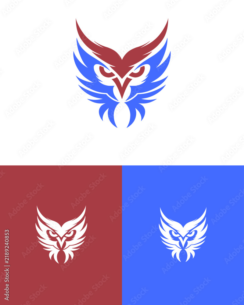 Obraz premium Elegant owl logo mascot clip art design wisdom branding company corporation template editable