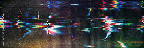 RGB Digital Glitch Texture Overlay – VHS Signal Distortion Background with Scan Lines, Chromatic Waveform Noise, Datamosh Error and Pixel Interference, Abstract Wallpaper and Digital Backdrop