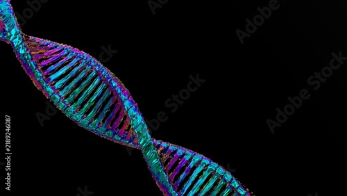 DNA 3D render science or medical background, DNA. molecule structure, Medical science concept. Iridescent color 
