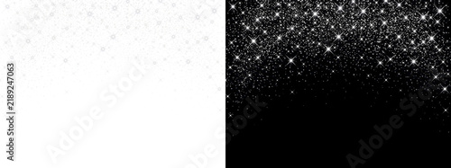 Dazzling white glitter sparkle border cascading densely from the top great for festive design work with PNG, Transparent and Black Background Versions