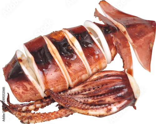 Картината върху платно Grilled Squid Isolated On Transparent Background