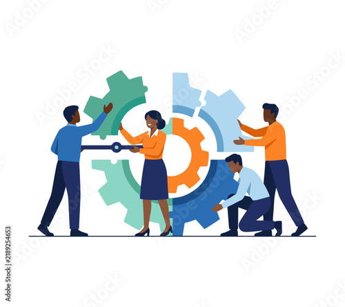 Team Collaboration and Business Teamwork Illustration with Employees, Project Management, Communication and Creative Cooperation