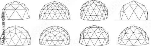 Geodesic Domes Illustration Vector, Futuristic Geometric Architecture Design