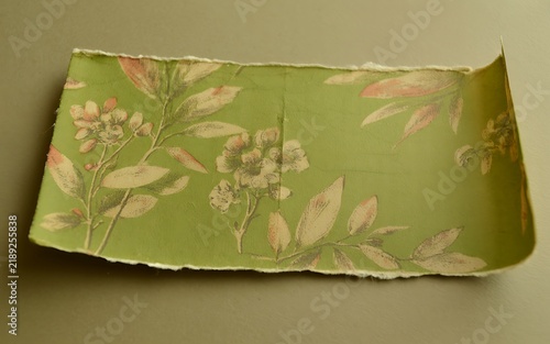 Retro Green Leaf Floral Pattern Decorative Scrapbook Crafts Paper Texture Image